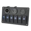 20A 6 Gang Rocker Switch Panel 12V 24V Blue Light Waterproof for Boats Ships Cockpits SUV Trucks