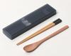 Ansio Silent Antibacterial Chopsticks and Spoon with Lid and Chopstick Natural Dishwasher Made In Set, 18cm, Pull-Out Case, Wood, Black, Safe, Japan,