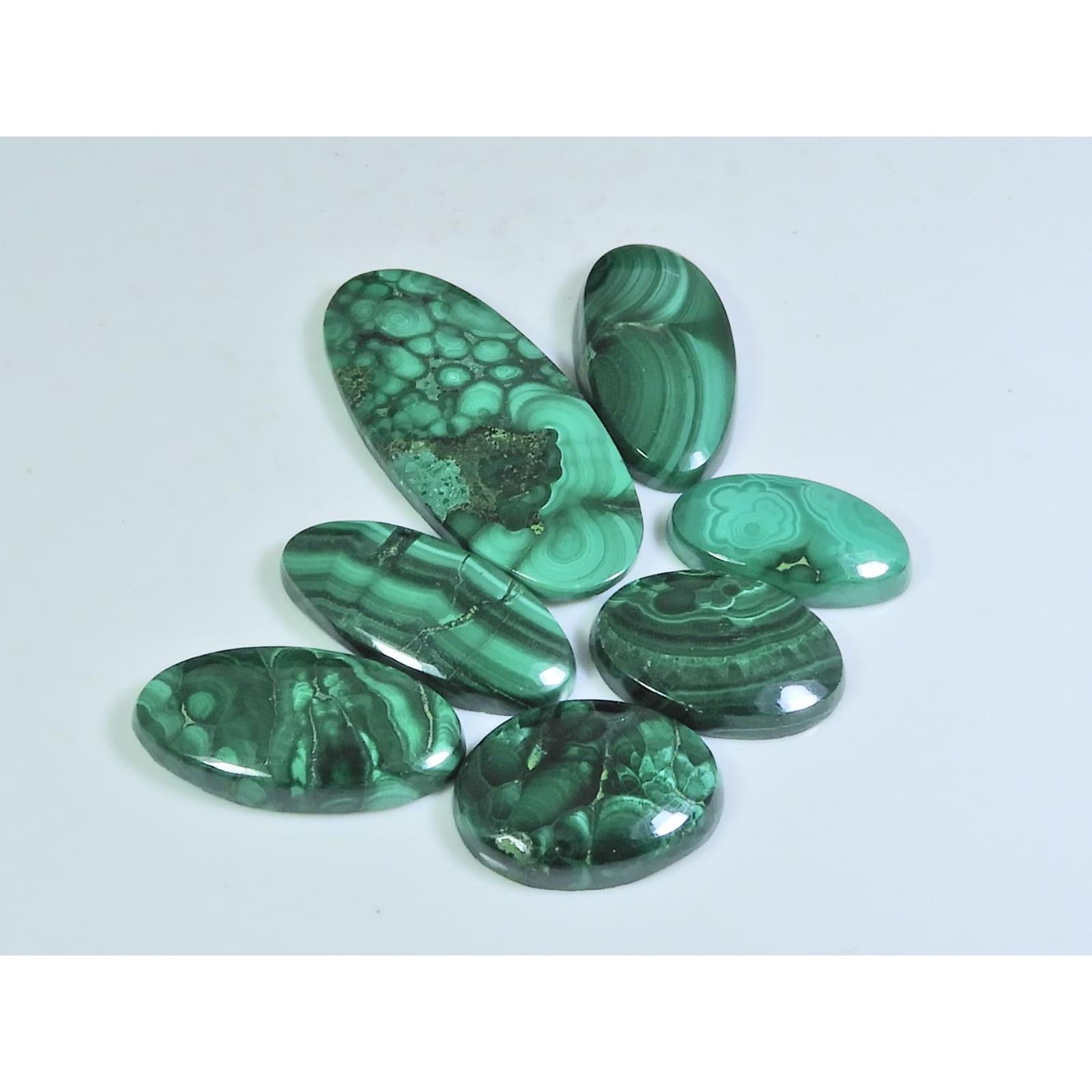 

140Cts. Кольцо из натурального зеленого малахита, размер, овальный кабошон, драгоценный камень, лот из 07 шт., C-255