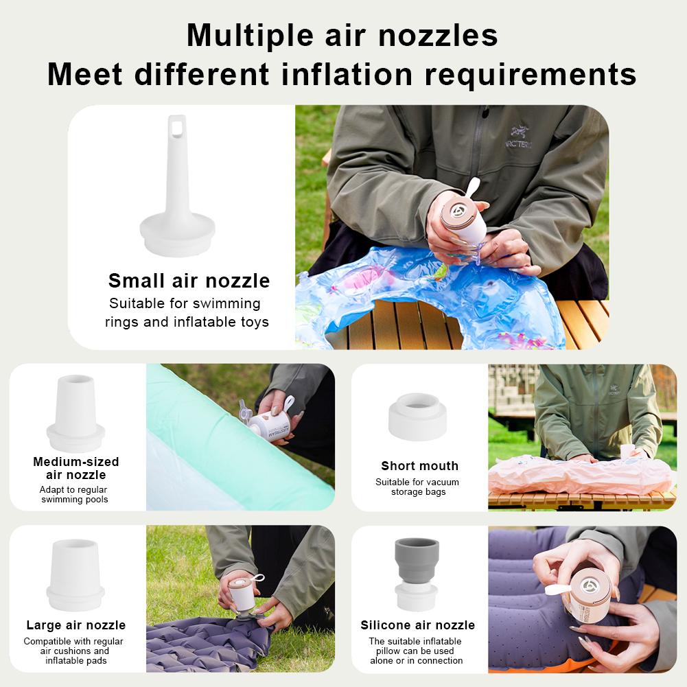 Portable Air Pump with Camping Light Mini Air Mattress Pump Inflator/Deflator Pumps for Air Mattress Pool Float Swimming Ring