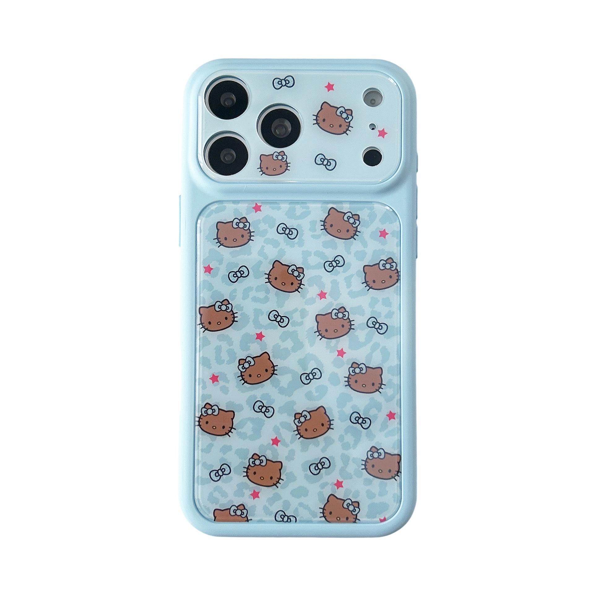 

Blue Leopard Print Cat Case for iPhone 17 Pro Max/16 Pro/15 - Cartoon Cover for Women iPhone 15