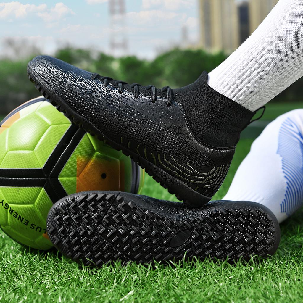 Men & Women TF Stud Football Boots, Anti-slip, Leather Material, Suitable for Student & Adult Training, Artificial & Natural Gra