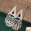 Native Style Tassel Drop Earrings Plaid Beaded Dangle Drop Earrings Tiny Beads Jewelry  Vacation