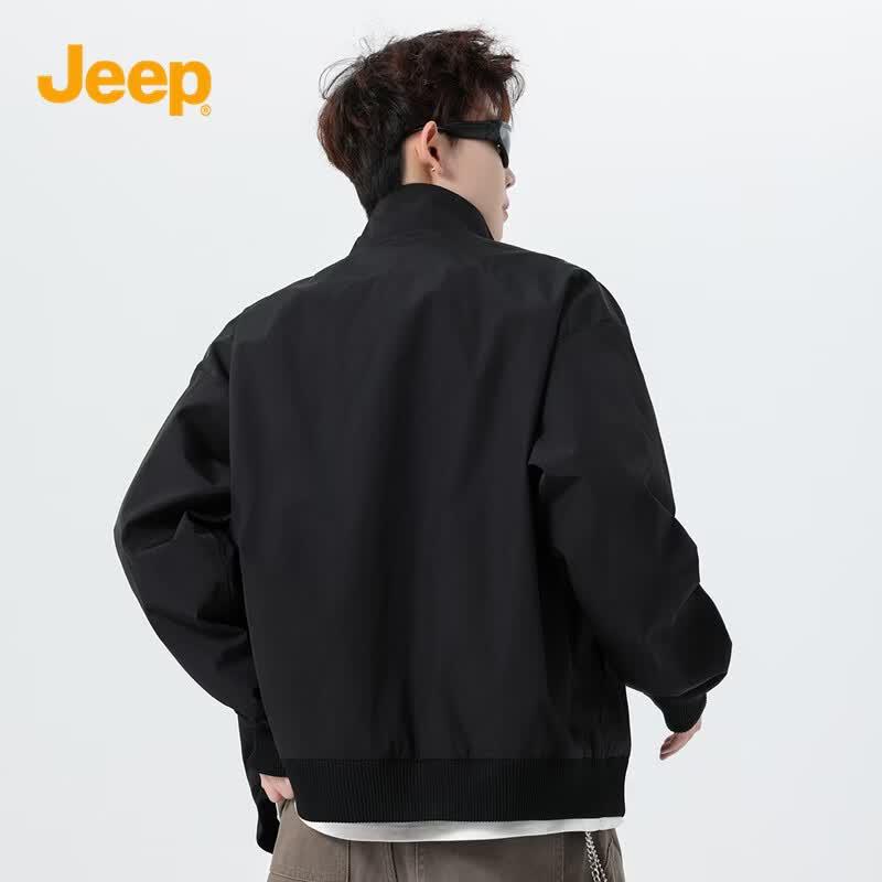 JEEP Men's Casual Stand Collar Windproof Knit Jacket
