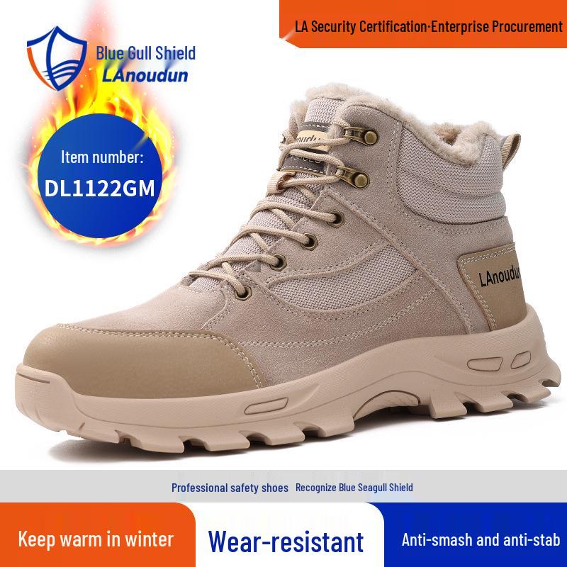 Men's Winter Safety Work Shoes - Blue Gull Shield, Anti-Smash, Anti-Puncture, Wear-Resistant, Plus Velvet Warm.