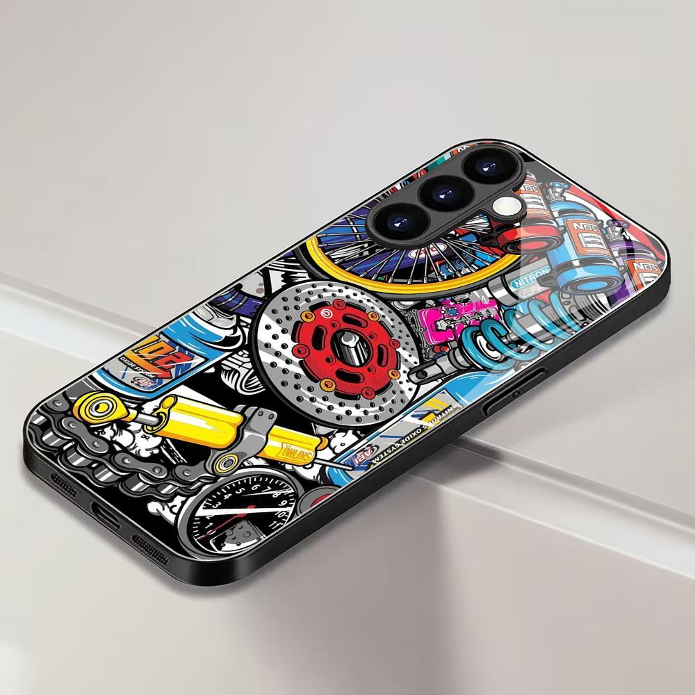 Art graffiti tempered glass phone case suitable for Samsung Galaxy S26 S25 S24 S23 S22 S20 FE/Ultra/Plus anti drop back cover
