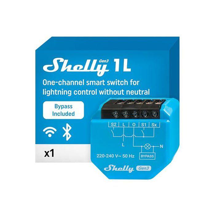 Smarter Schalter - SHELLY - 1L Gen3 - Wi-Fi 2,4 G - 1 Kanal 200 W - Bypass inklusive