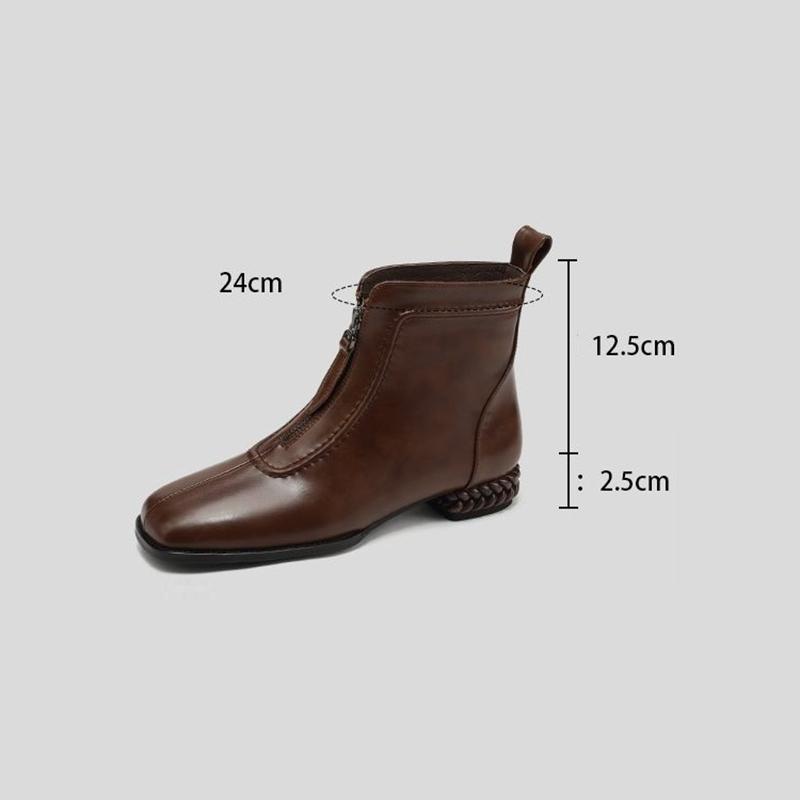 Fashion NEW Autumn/Winter Women Boots Square Toe Chunky Heel Shoes Split Leather Shoes for Women Zipper Ankle Boots Black Modern Boots