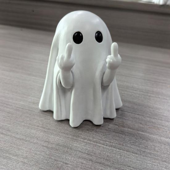 Halloween Finger Ghost Figurine Spooky Resin Light-up Ghost Statue for Halloween Home Tabletop Tray Shelf Decor