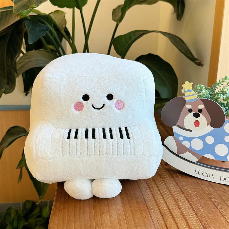 Cartoon Simulation White Piano Doll Pillow Musical Instrument Plush Toy Doll Shooting Props Decorative Ornaments Dolls