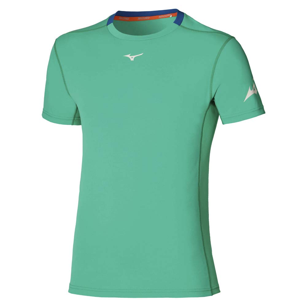 Mizuno UPFT Running Mint Size Short UV Protection Men's Shirt, Leaf, M, J2MA1022, Sleeve, Sweat-Wicking, Quick-Drying,