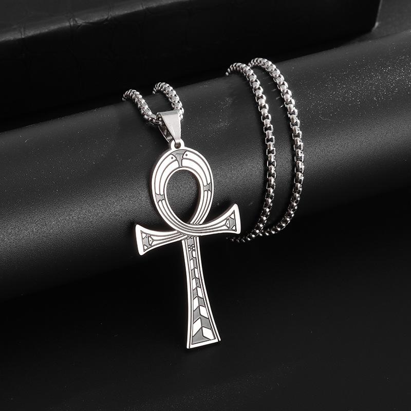 Ancient Egyptian Symbol Anka Cross Necklace Christmas Gift Hip Hop Personality Cross Necklace
