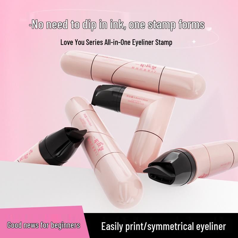 Liang Ni Shi No-Transfer Double-Ended Eyeliner Stamp: Long-Lasting, Smudge-Proof, Easy to Apply, Portable. Hippie Black