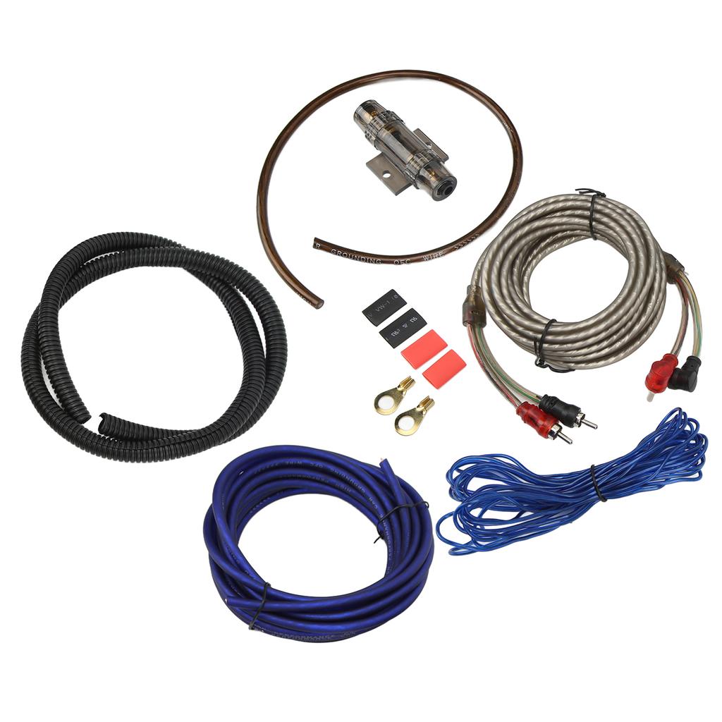 8GA Power Amplifier Installation Kit Car Subwoofer Audio Wire Line Power Cable with Fuse Universal