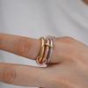 Size 678 18K Gold Plated 3 Layers 3 Colors Connecting Ring Stainless Steel Waterproof Stackable Ring Trendy Jewelry Accessory