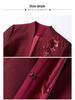 2025 Autumn Elegant Wine Red Plus Size Two-Piece Set: Long Sleeve Jacket & Mother's Wear