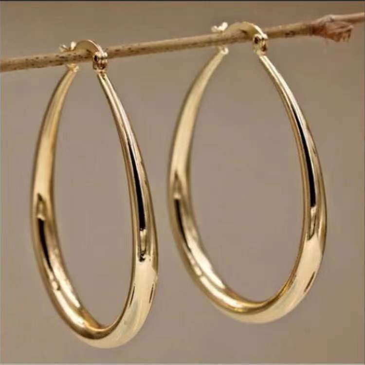 Silver Plated 41mm Smooth Circle Big Hoop Earrings For Women Fashion Party Wedding Accessories Jewelry Christmas Gifts
