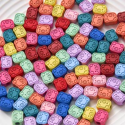 30 pezzi accessori con perline testa corda gioielli fatti a mano perline maialino portachiavi foro dritto accessori con perline braccialetto in lega fai da te