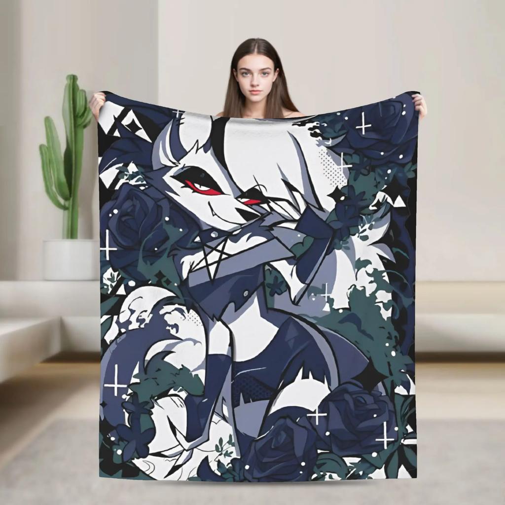 Loona Anime Fleece Throw Blanket Soft Rug for Travel Bed Helluva Boss Plush Warm Cozy Wrap