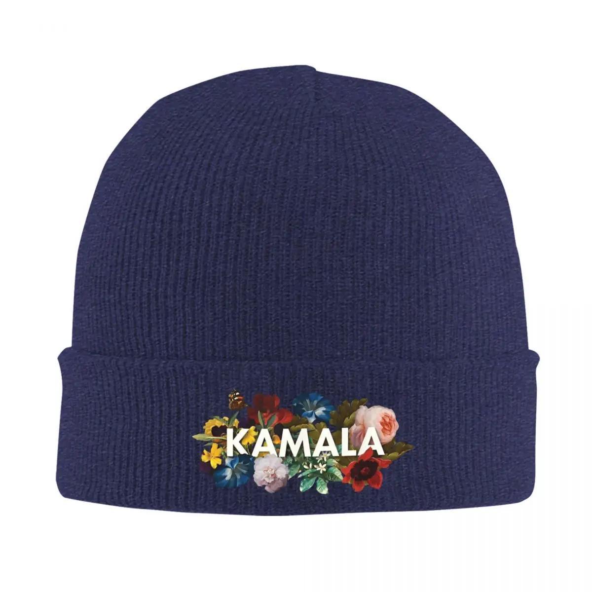 

2025 New Kamala Harris Vintage Floral Knitted Caps WoUnisexs Unisexs Beanie Autumn Winter Hot Sale Hats Acrylic First FeUnisex Preside