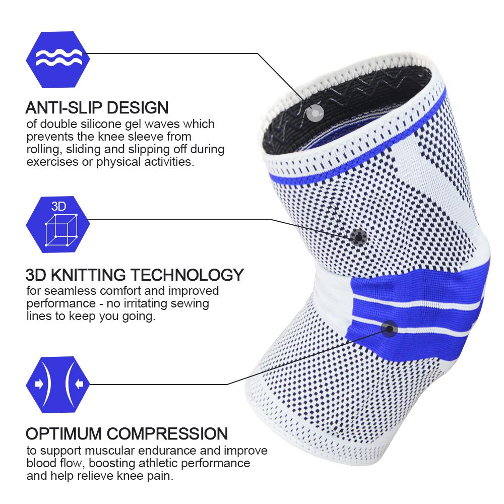 Knee Brace Knee Support Compression Sleeve with Side Stabilizers  Silicone Patella Gel Pad for Meniscus Tear Arthritis Jogging