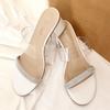 Fashion Fashion Transparent PVC Narrow Band Slipper Women Luxury Crystal Decoration Slide Sandal Zapatos De Mujer Para Fiestas Elegantes