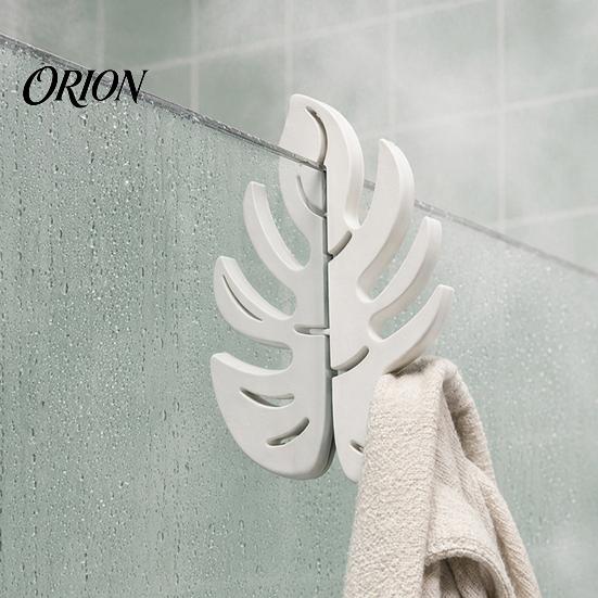 One-piece Molding Hook 3D Printed Edge for 8mm Glass, Monstera Leaf Wall Cloth Hanging Hanger, No Drill Shower Bathroom, Towel Organizer Decorative