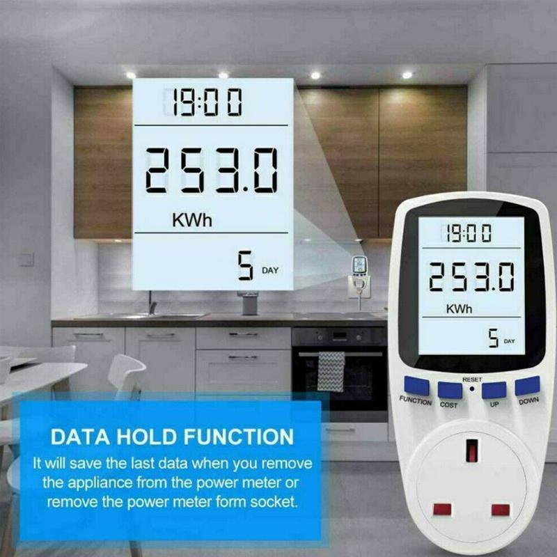 Uk Plug Digital Voltage Wattmeter Power Meter For Household Energy Consumption