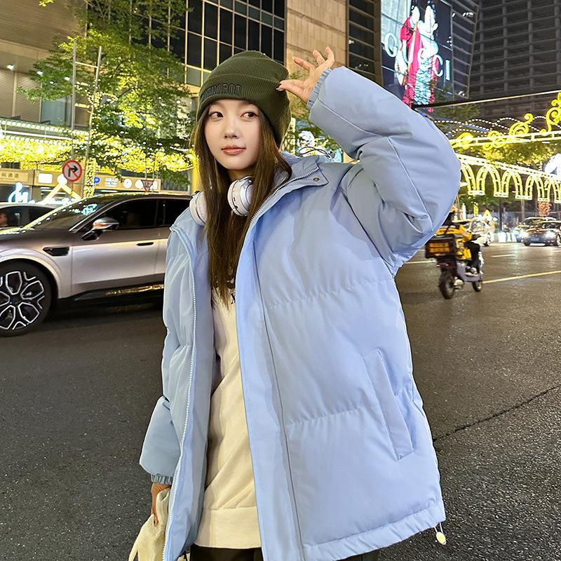 Loose solid color cotton-padded jacket women's autumn and winter Korean version trend loose and thickened men's casual couple cotton clothes