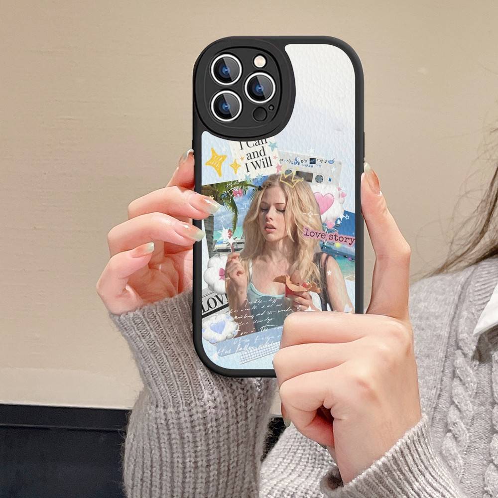 Avril Ramona Lavigne Leather Phone Case For IPhone 16 15 14 13 12 11 Pro Max Plus Shockproof Cover