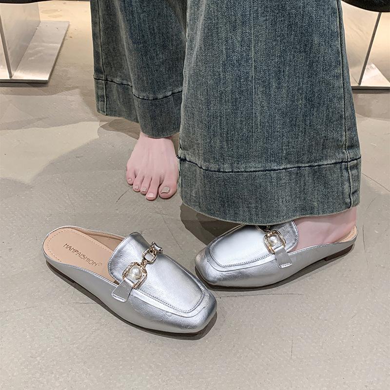 Baotou half slippers women wear lazy one pedal thick heel summer new with skirt cool slippers