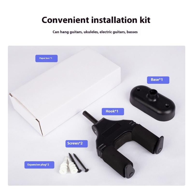Automatic Lock Wall Hanger Guitar Violin Holder Easy Installation Space Efficient Organizer Plastic and Metal Texture