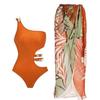 2023 Orange Sexy Sling Bikini & Sun Protection Long Dress Set
