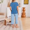 Women Casual Fashion Printed Round Neck Loose Short Sleeve T Shirt and Seven Points Pants Homewear Set Comfortable Soft Fabric
