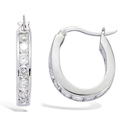 [B9558] - Silver Hoop Earrings 'Sissi' Silver White (rhodium-plated) - 17x20x3 Mm