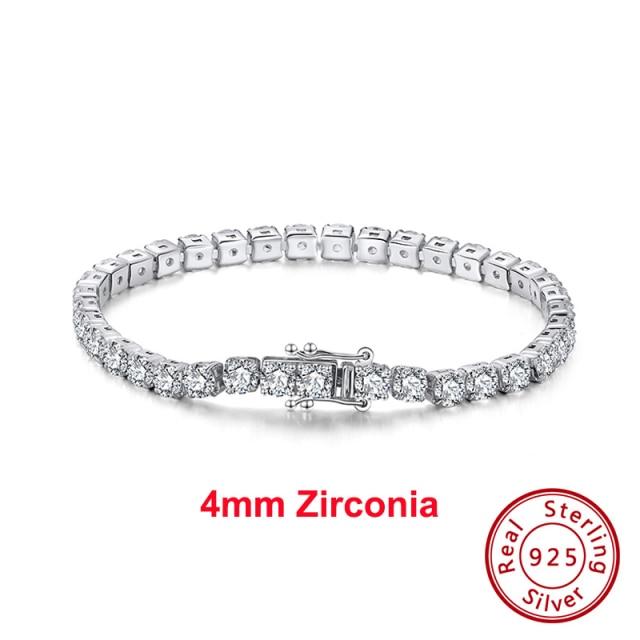 

Подлинный теннисный браслет из стерлингового серебра 925 пробы с прозрачным кубическим цирконием, серебряный браслет для девочек, праздничная бижутерия, цепочка на руку Sb61 19cm