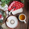 Cute Red Mushroom Ceramic Tableware Christmas Party Cake Plates Coffee Cups Cartoon Fruit Salad Bowls Kitchen Ceramic Plates