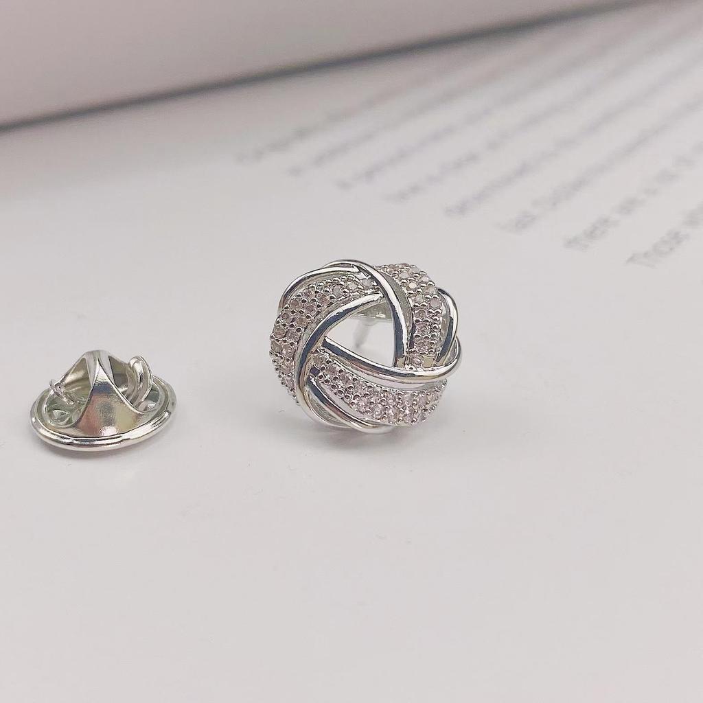 Korean Style Copper Inlaid Zirconia Summer Brooch Cardigan Collar Pin