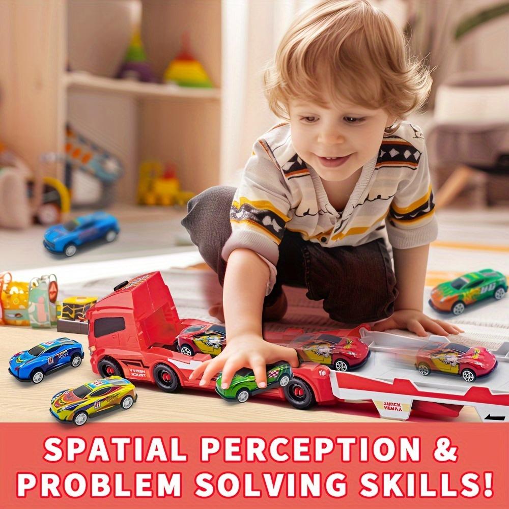 New Launching Car Tow Truck Kids Toy, 6 Small Car Set, 35.4 inch Super Long Size, Develops Organizing and Hands-On Skills, Gift.