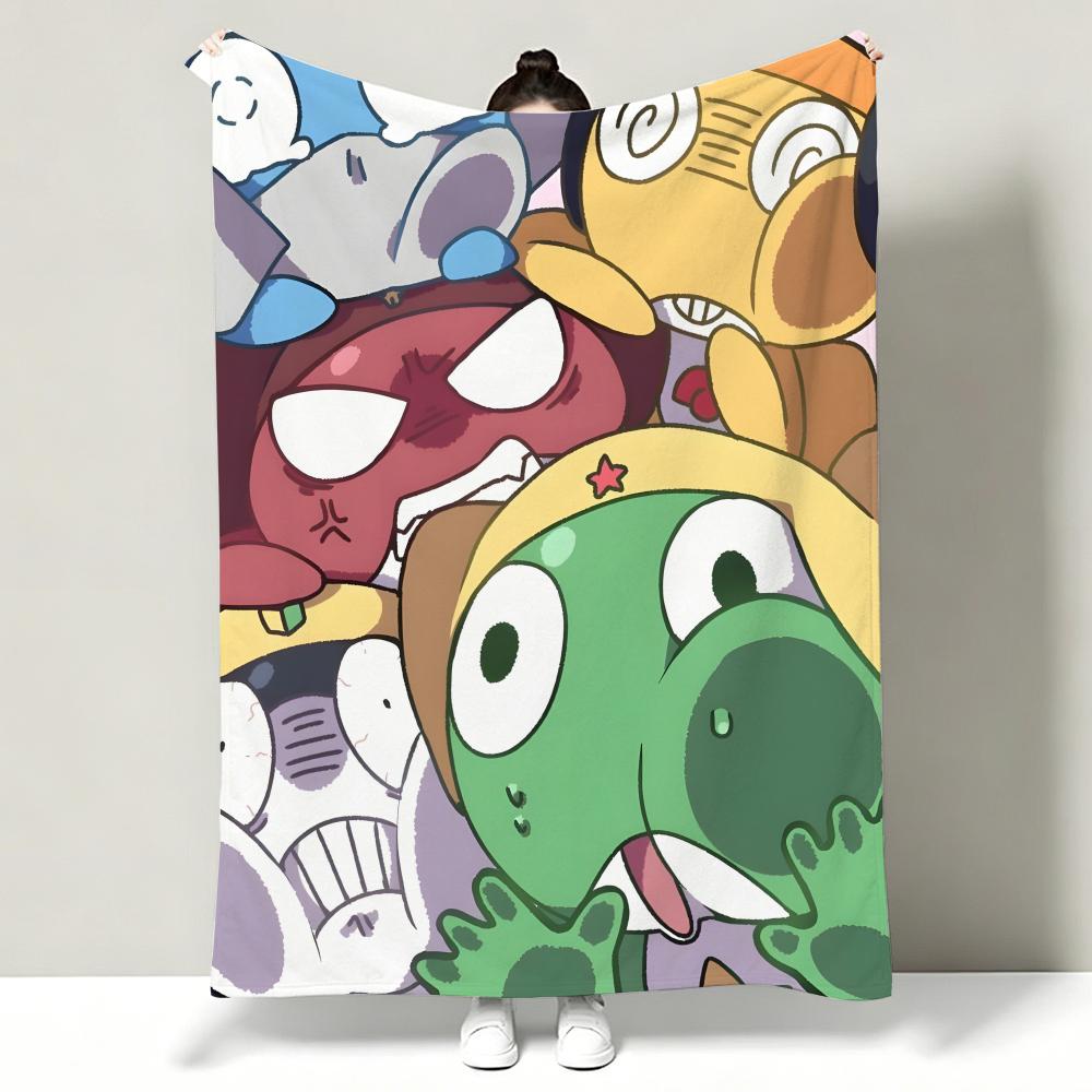 Anime KKeroro GGunso Throw Soft Warm Flannel Throw Blanket Multiuse for Sofa Bed Office Nap