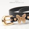 Lovely Butterfly Adorned PU Waist Belt Vibrant Color Waist Cinching Band Waist Girdle for Daily or Special Occasion