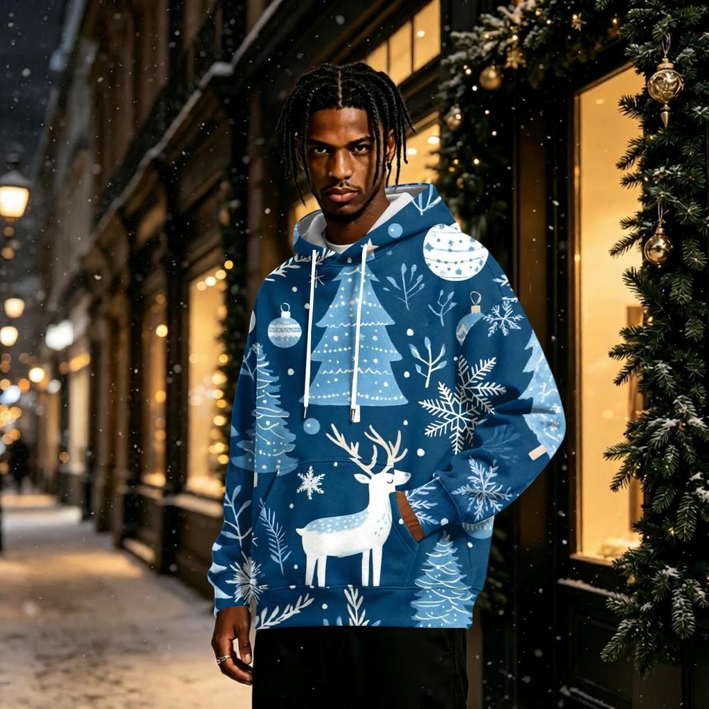 Men's Christmas Hoodie with Long Sleeve Pullover Sweatshirt