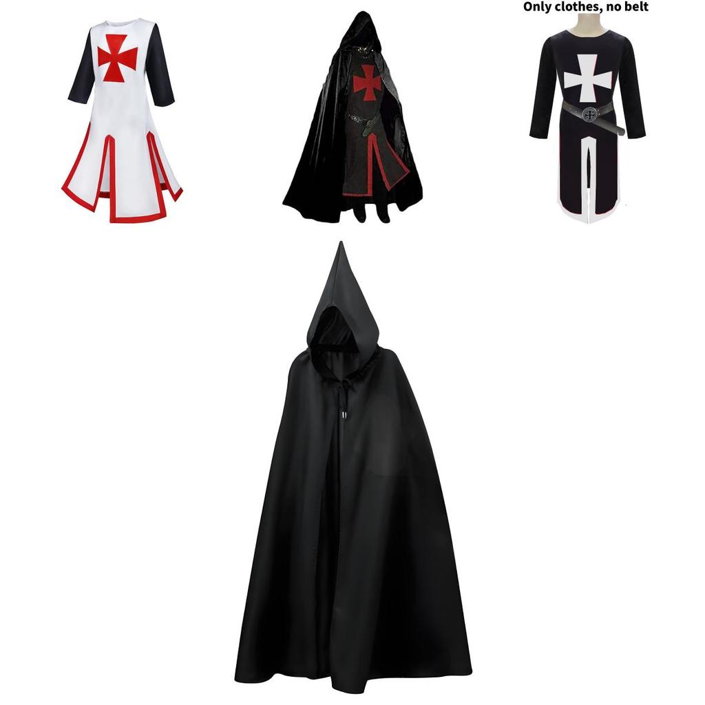 Knights Templar Costume For Stage Performance With Digital Print Cotton Blend For Adults