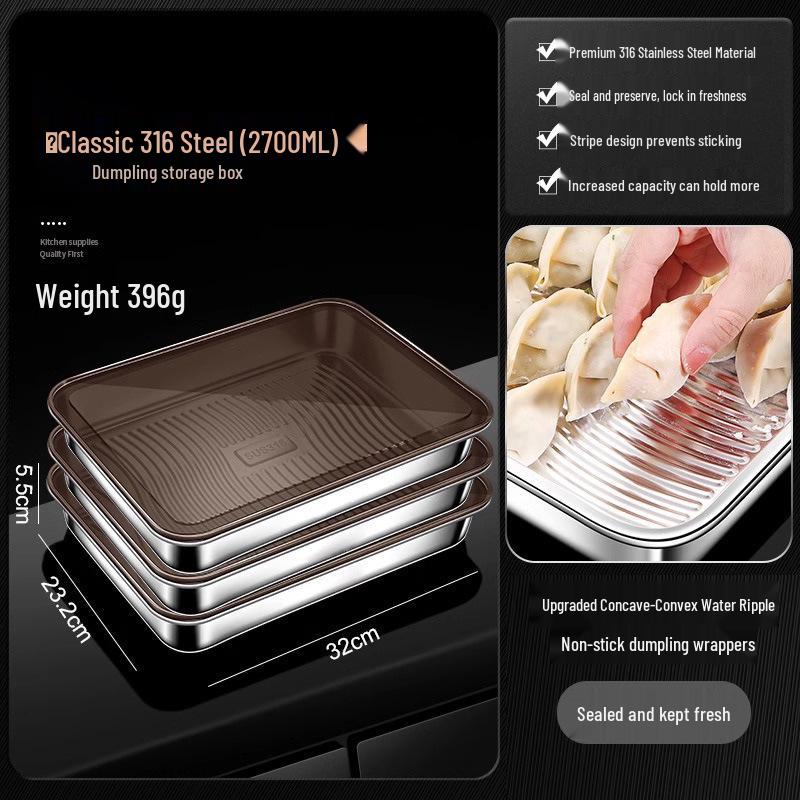 Stainless Steel Sealed Storage Box with Lid for Dumplings