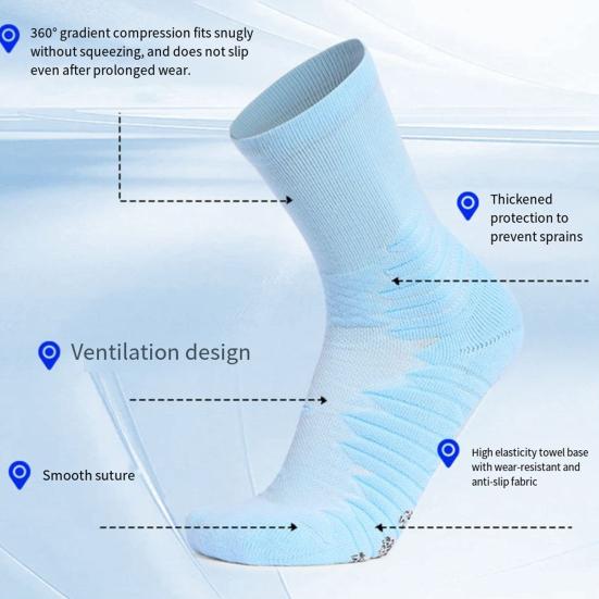 Athletic Crew Socks Stretchy Cushioned Sports Socks Breathable Compression Socks with Non-Slip Soles for Running Basketball Workouts