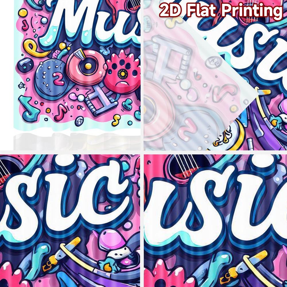 2D Flat Photography Backdrop Popular Tapestry Colorful Music Doodles 100% Polyester Anniversary for Suitable for Bedroom,