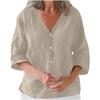 Women's Casual V-neck Cardigan Cotton Linen Solid Color Women's Top Shirts