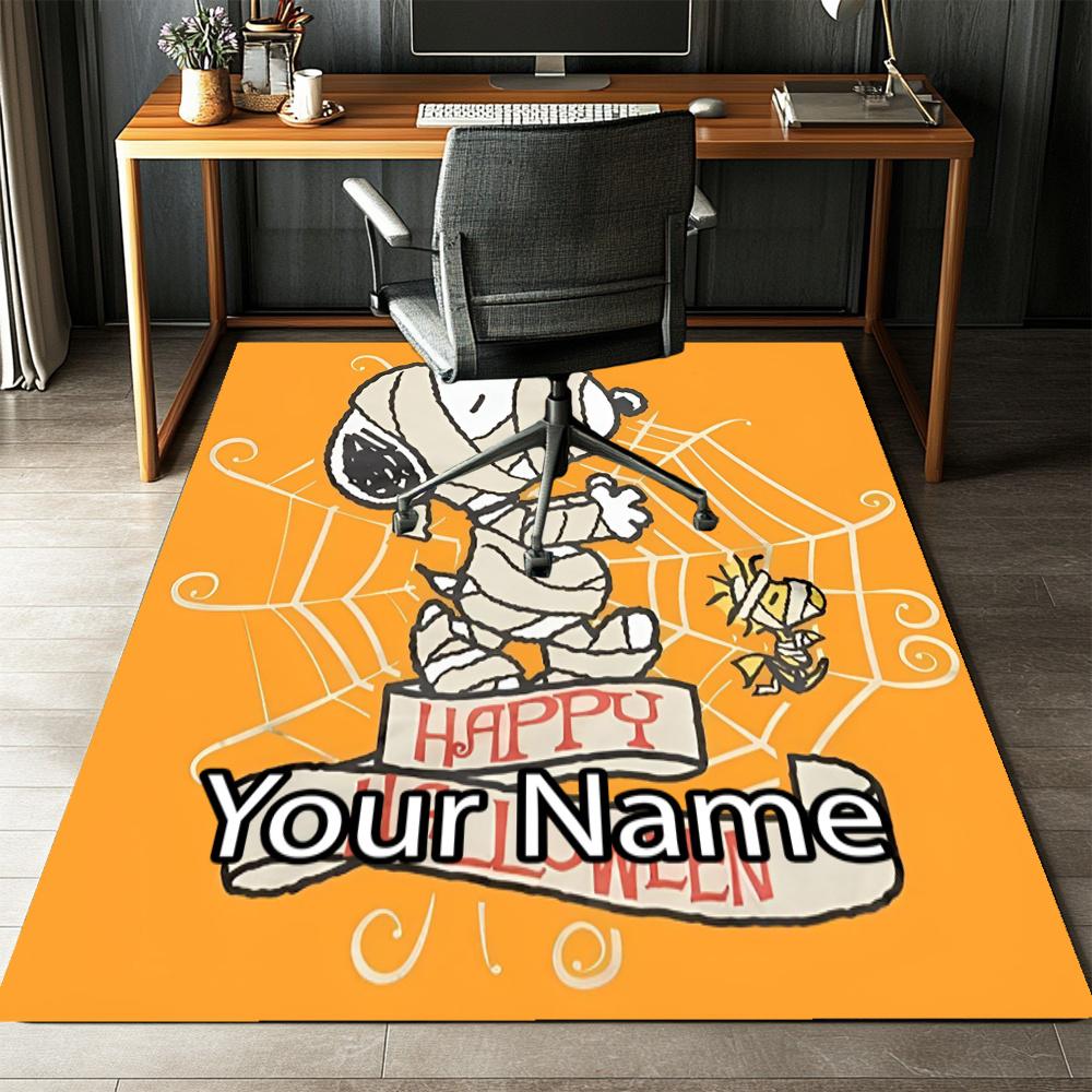 Custom Name Snoopy Printed Carpet, Rug for Office Chair Living Room Bedroom Kitchen Room Decor Gifts.