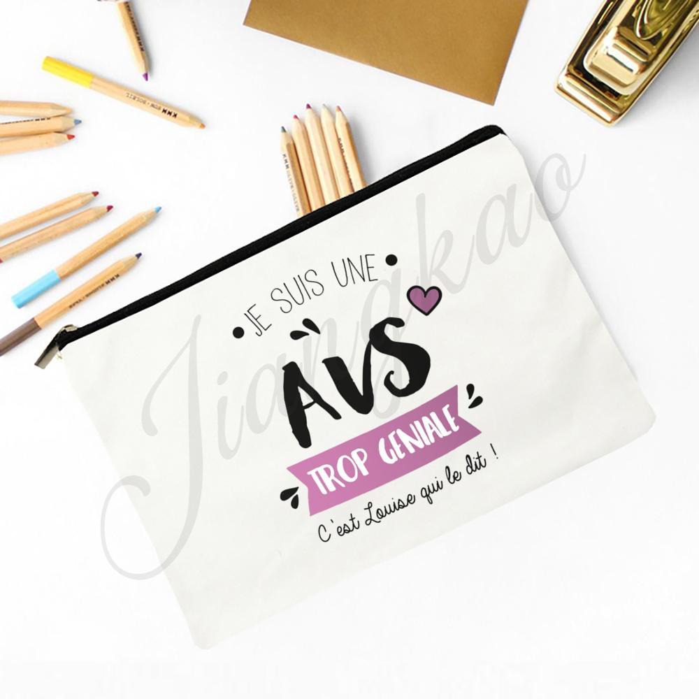 French Printed Makeup Bag Travel Neceser Travel Toiletry Organizer School Pencil Bags Graduate Gift for Maitresse Atsem Aesh Avs