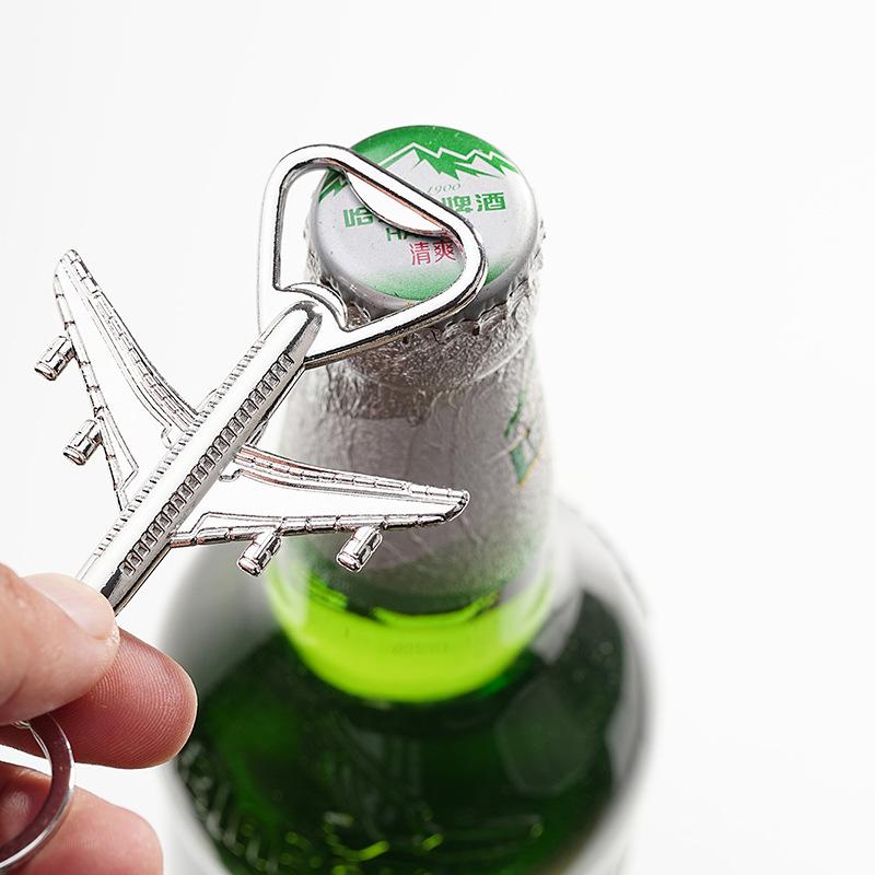 Creative Airplane Bottle Opener Keychain Metal Keyring Travel Lovers Gift Portable Multifunctional Beer Cap Opener Key Accessory